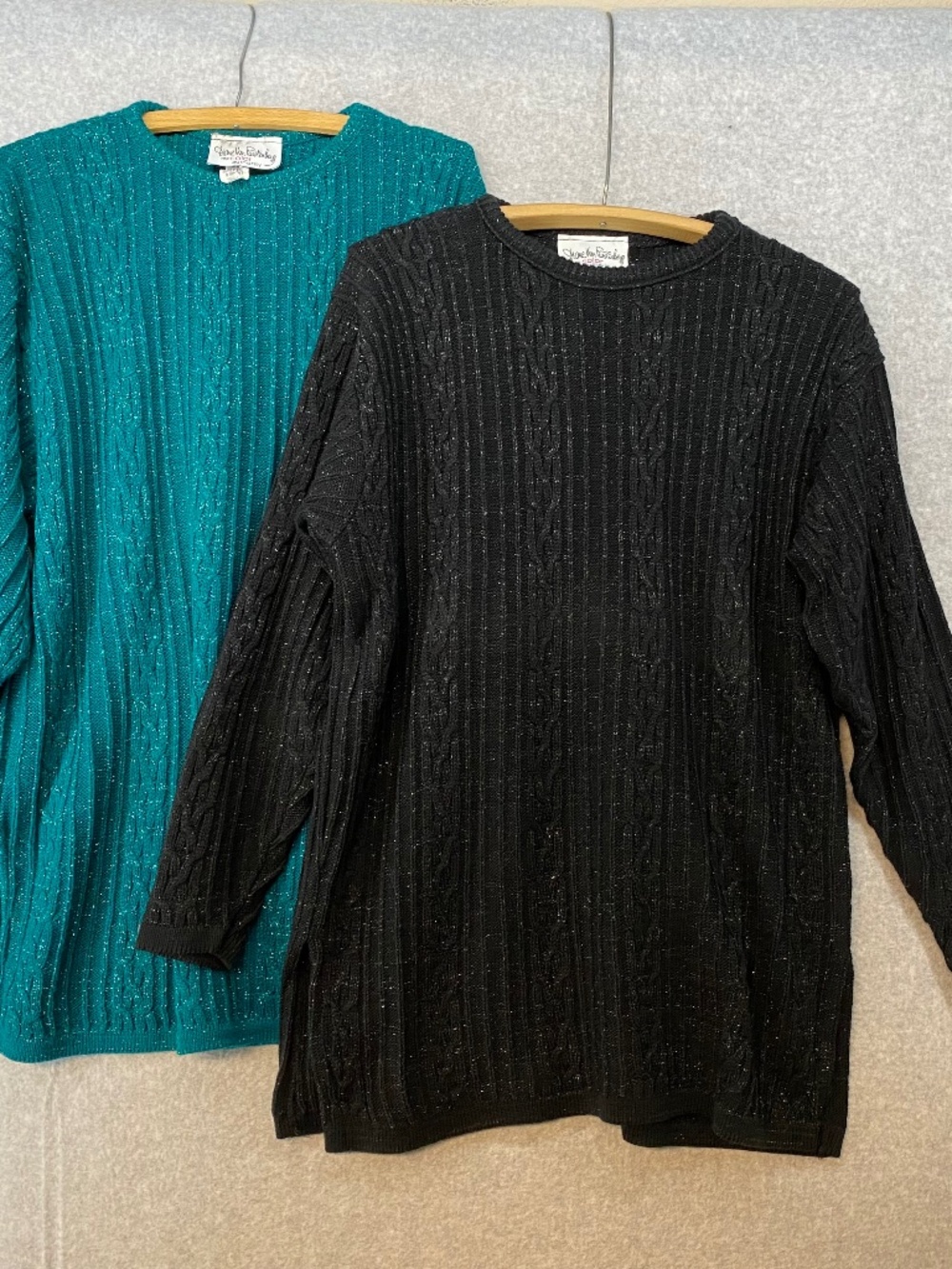 2 Diane von Furstenberg M/L Vintage 80s 90 Knit Pullover Sweater • Metallic